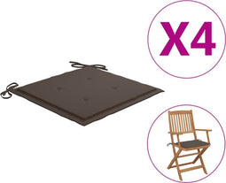 vidaXL - Tuinstoelkussens - 4 - st - 40x40x3 - cm - oxford - stof - taupe
