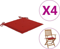 vidaXL - Tuinstoelkussens - 4 - st - 40x40x3 - cm - oxford - stof - rood