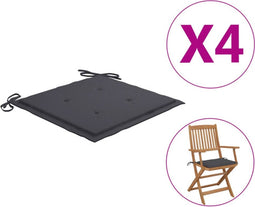 vidaXL - Tuinstoelkussens - 4 - st - 40x40x3 - cm - oxford - stof - antracietkleurig