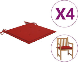 vidaXL - Tuinstoelkussens - 4 - st - 50x50x3 - cm - oxford - stof - rood