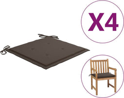 vidaXL - Tuinstoelkussens - 4 - st - 50x50x3 - cm - oxford - stof - taupe