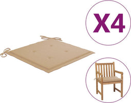 vidaXL - Tuinstoelkussens - 4 - st - 50x50x3 - cm - oxford - stof - beige