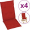 vidaXL - Tuinstoelkussens - 4 - st - hoge - rug - 120x50x3 - cm - stof - rood