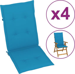 vidaXL - Tuinstoelkussens - 4 - st - hoge - rug - 120x50x3 - cm - stof - blauw
