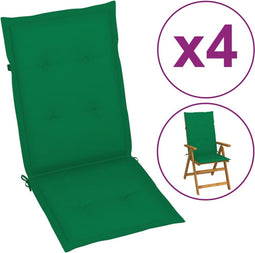 vidaXL - Tuinstoelkussens - 4 - st - hoge - rug - 120x50x3 - cm - stof - groen