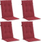 vidaXL - Tuinstoelkussens - 4 - st - hoge - rug - 120x50x3 - cm - stof - wijnrood