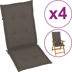 vidaXL - Tuinstoelkussens - 4 - st - hoge - rug120x50x3 - cm - stof - taupe