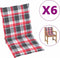 vidaXL - Tuinstoelkussens - 6 - st - 100x50x3 - cm - oxford - stof - ruitpatroon - rood