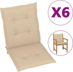 vidaXL - Tuinstoelkussens - 6 - st - 100x50x3 - cm - oxford - stof - beige