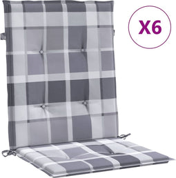 vidaXL - Tuinstoelkussens - 6 - st - 100x50x3 - cm - oxford - stof - ruitpatroon - grijs