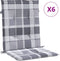 vidaXL - Tuinstoelkussens - 6 - st - 100x50x3 - cm - oxford - stof - ruitpatroon - grijs