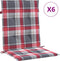 vidaXL - Tuinstoelkussens - 6 - st - 100x50x3 - cm - oxford - stof - ruitpatroon - rood