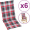vidaXL - Tuinstoelkussens - 6 - st - 120x50x3 - cm - stof - ruitpatroon - rood