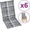 vidaXL - Tuinstoelkussens - 6 - st - 120x50x3 - cm - stof - ruitpatroon - grijs