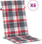 vidaXL - Tuinstoelkussens - 6 - st - 120x50x3 - cm - stof - ruitpatroon - rood
