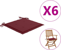 vidaXL - Tuinstoelkussens - 6 - st - 40x40x3 - cm - oxford - stof - wijnrood