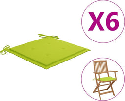vidaXL - Tuinstoelkussens - 6 - st - 40x40x3 - cm - oxford - stof - felgroen
