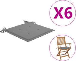vidaXL - Tuinstoelkussens - 6 - st - 40x40x3 - cm - oxford - stof - grijs