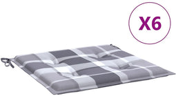 vidaXL - Tuinstoelkussens - 6 - st - 40x40x3 - cm - oxford - stof - ruitpatroon - grijs