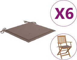 vidaXL - Tuinstoelkussens - 6 - st - 40x40x3 - cm - oxford - stof - taupe