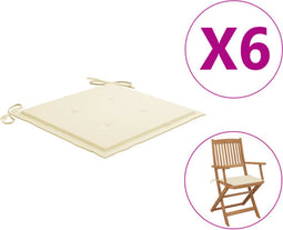 vidaXL - Tuinstoelkussens - 6 - st - 40x40x3 - cm - oxford - stof - crèmekleurig