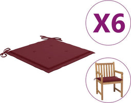 vidaXL - Tuinstoelkussens - 6 - st - 50x50x3 - cm - oxford - stof - wijnrood