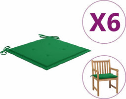 vidaXL - Tuinstoelkussens - 6 - st - 50x50x3 - cm - oxford - stof - groen