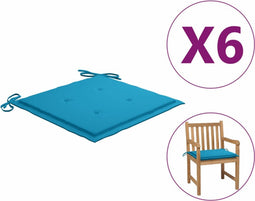vidaXL - Tuinstoelkussens - 6 - st - 50x50x3 - cm - oxford - stof - blauw