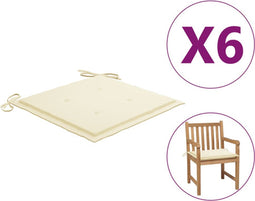 vidaXL - Tuinstoelkussens - 6 - st - 50x50x3 - cm - oxford - stof - crèmekleurig