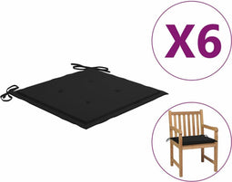 vidaXL - Tuinstoelkussens - 6 - st - 50x50x3 - cm - oxford - stof - zwart