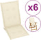 vidaXL - Tuinstoelkussens - 6 - st - hoge - rug - 120x50x3 - cm - stof - crèmekleurig