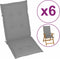 vidaXL - Tuinstoelkussens - 6 - st - hoge - rug - 120x50x3 - cm - stof - grijs