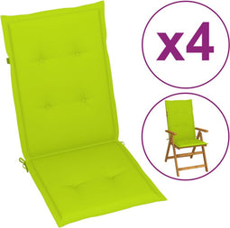 vidaXL - Tuinstoelkussens - 6 - st - hoge - rug - 120x50x3 - cm - stof - heldergroen