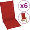vidaXL - Tuinstoelkussens - 6 - st - hoge - rug - 120x50x3 - cm - stof - rood
