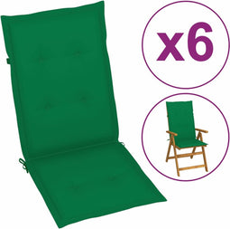 vidaXL - Tuinstoelkussens - 6 - st - hoge - rug - 120x50x3 - cm - stof - groen