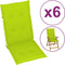 vidaXL - Tuinstoelkussens - 6 - st - hoge - rug - 120x50x3 - cm - stof - heldergroen