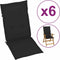 vidaXL - Tuinstoelkussens - 6 - st - hoge - rug - 120x50x3 - cm - stof - zwart