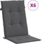 vidaXL - Tuinstoelkussens - 6 - st - hoge - rug - 120x50x3 - cm - stof - antraciet