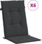 vidaXL - Tuinstoelkussens - 6 - st - hoge - rug - 120x50x3 - cm - stof - zwart