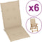 vidaXL - Tuinstoelkussens - hoge - 6 - st - hoge - rug - 120x50x3 - cm - stof - beige