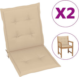vidaXL - Tuinstoelkussens - lage - rug - 2 - st - 100x50x3 - cm - oxford - stof - beige