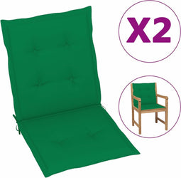 vidaXL - Tuinstoelkussens - lage - rug - 2 - st - 100x50x3 - cm - oxford - stof - groen