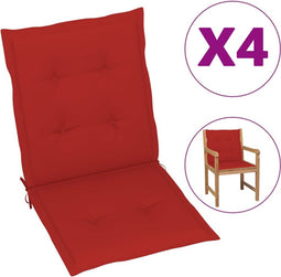 vidaXL - Tuinstoelkussens - lage - rug - 4 - st - 100x50x3 - cm - oxford - stof - rood