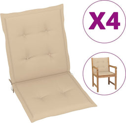 vidaXL - Tuinstoelkussens - lage - rug - 4 - st - 100x50x3 - cm - oxford - stof - beige