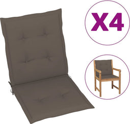 vidaXL - Tuinstoelkussens - lage - rug - 4 - st - 100x50x3 - cm - oxford - stof - taupe