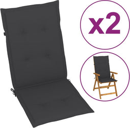 vidaXL - Tuinstoelkussens - rugleuning - 2 - st - 120x50x3 - cm - stof - antraciet