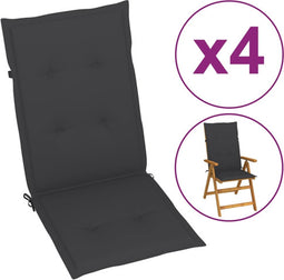 vidaXL - Tuinstoelkussens - rugleuning - 4 - st - 120x50x3 - cm - stof - antraciet