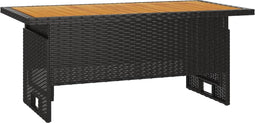 vidaXL - Tuintafel - 100x50x43/63 - cm - acaciahout - en - poly - rattan - zwart