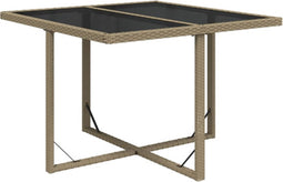 vidaXL - Tuintafel - 109x107x74 - cm - poly - rattan - en - glas - beige