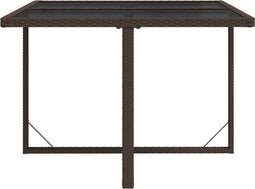 vidaXL - Tuintafel - 109x107x74 - cm - poly - rattan - en - glas - bruin